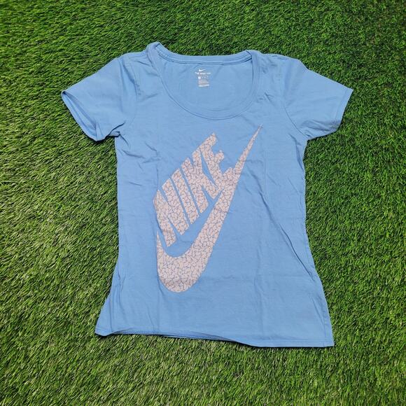 Nike Womens Athletic Tee Shirt Size XS Slim Fit Big Swoosh Logo Running - Picture 1 of 6